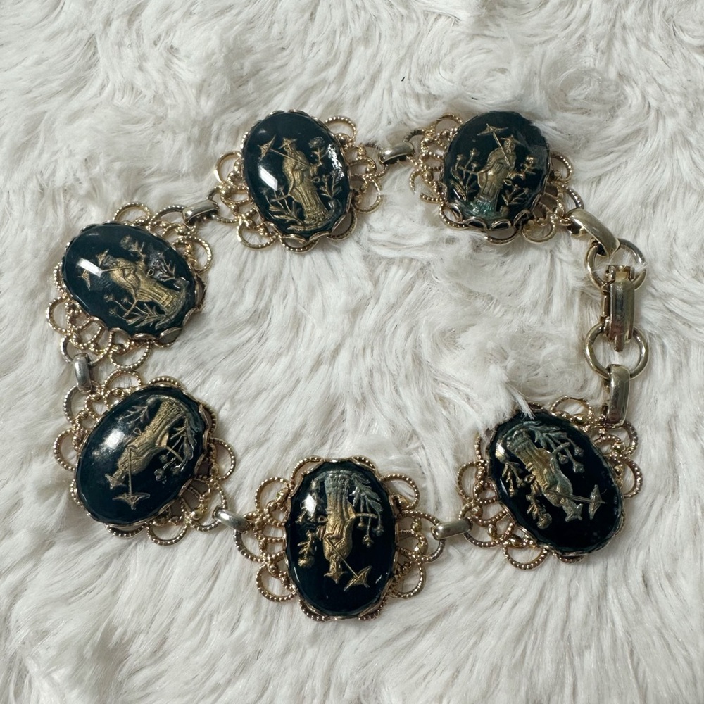 Vintage Japanese Damascene Panel Bracelet